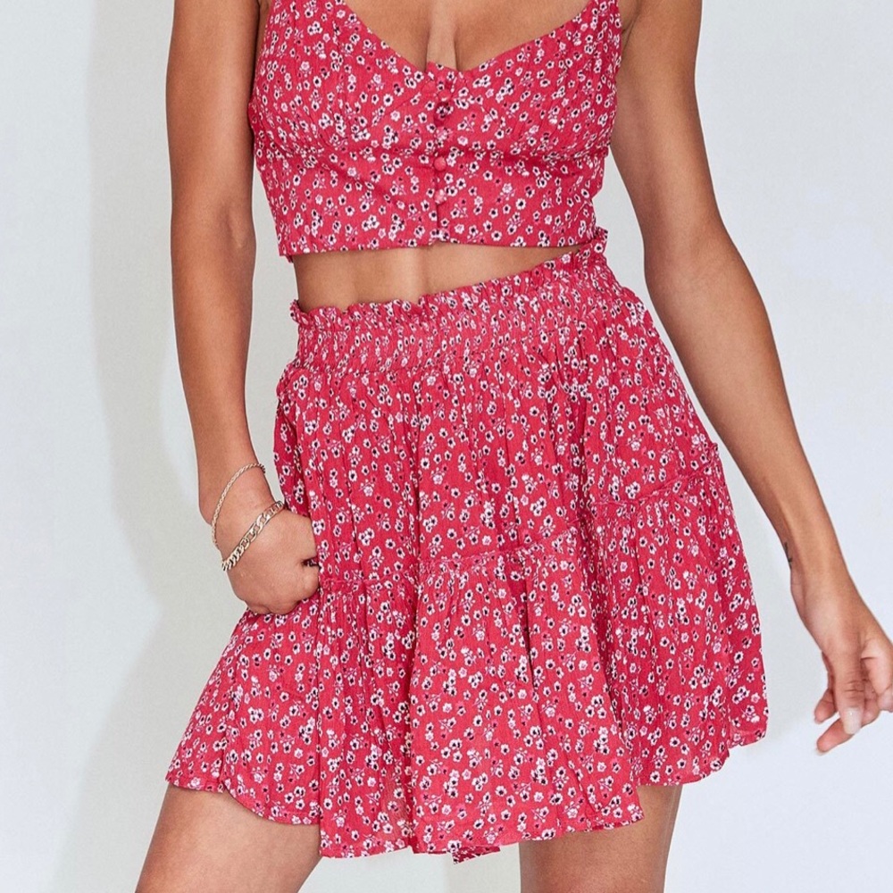 PRINCESS POLLY SHAH SET SKIRT IN RED